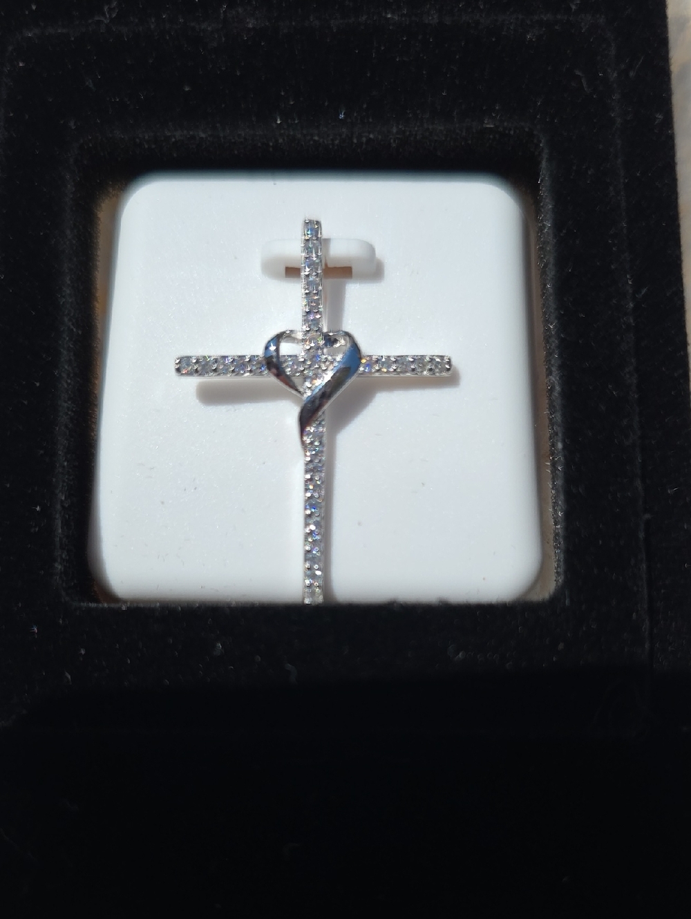 Sterling  With 0.50CTW Moissanite Heart Cross Pendant